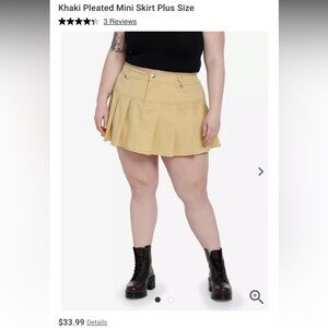 Hot Topic Khaki Pleated Mini Skirt